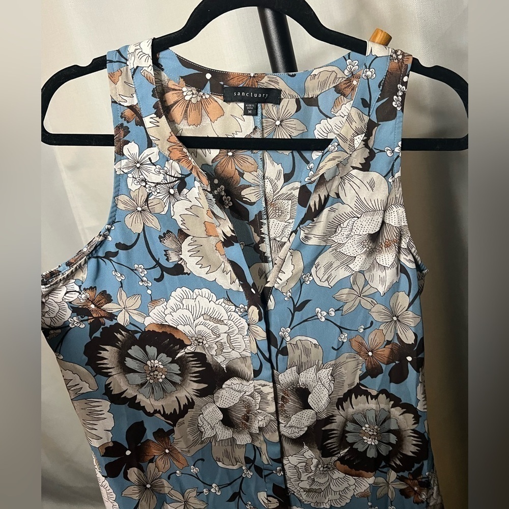 Sanctuary Blue and Brown Floral Blouse Medium - Picture 8 of 13